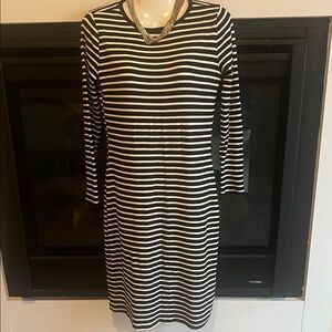 Old Navy Black and White Striped Long Sleeve Dress